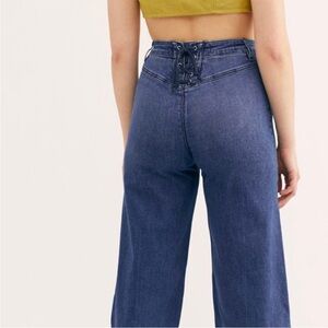 We the free CRVY Lace-Up Crop Wide-Leg jeans. Size 24 Free People